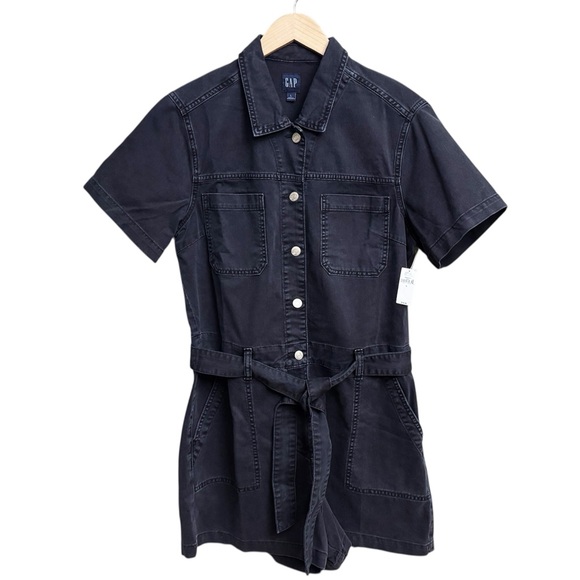 NWT Gap Denim Short Sleeve Utility Romper - Picture 2 of 6